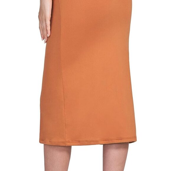 Women's Maternity Skirt Over The Belly Midi High Waisted Solid Stretchy Pregnanc - Picture 4 of 5